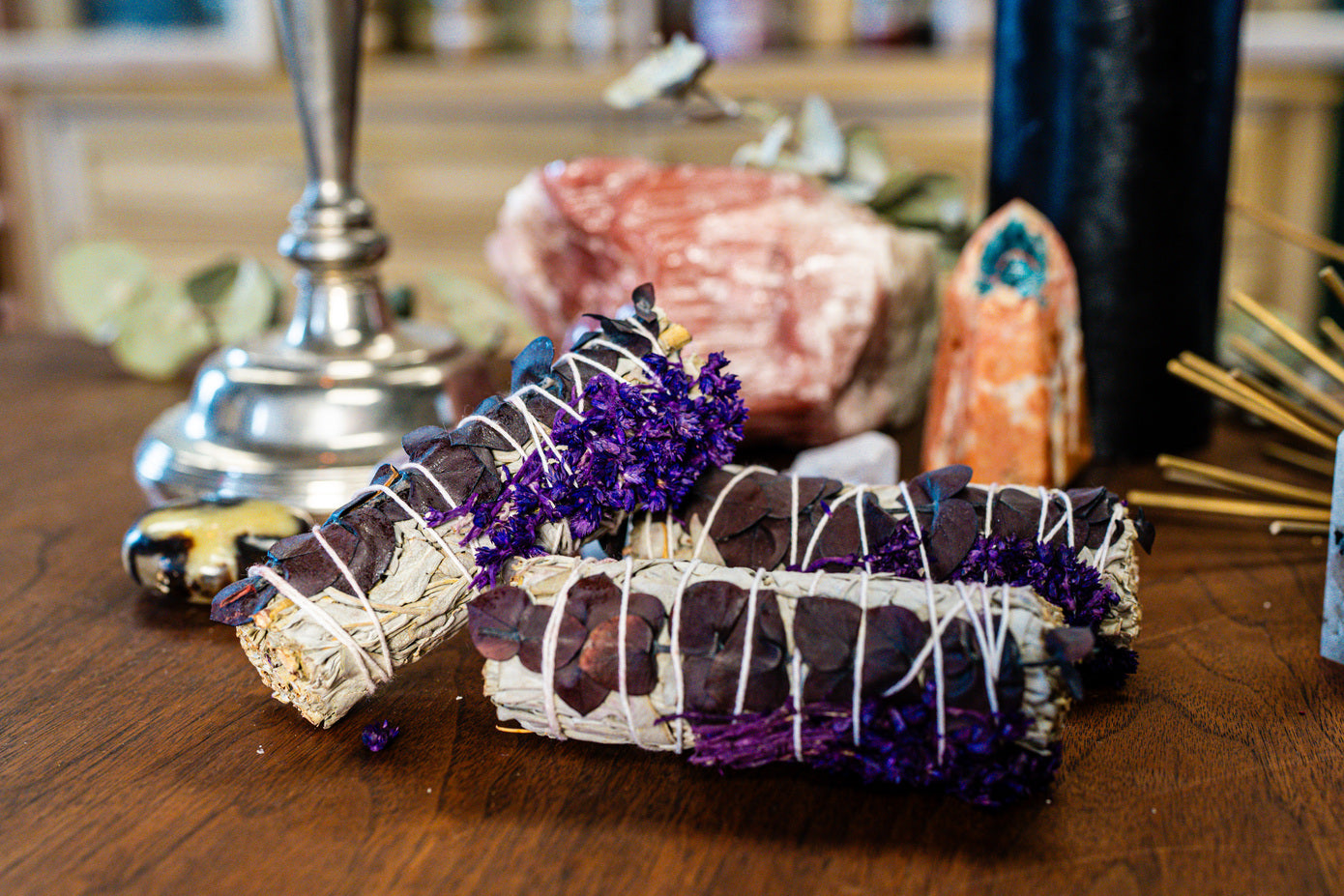 Purple Sinuata, Eucalyptus, and White Sage Bundle